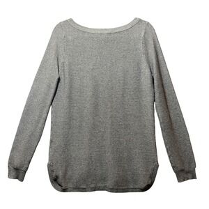 Cygnus Gray Textured Striped Boat Neck Split Hem Tunic Sweater Womens Medium‎